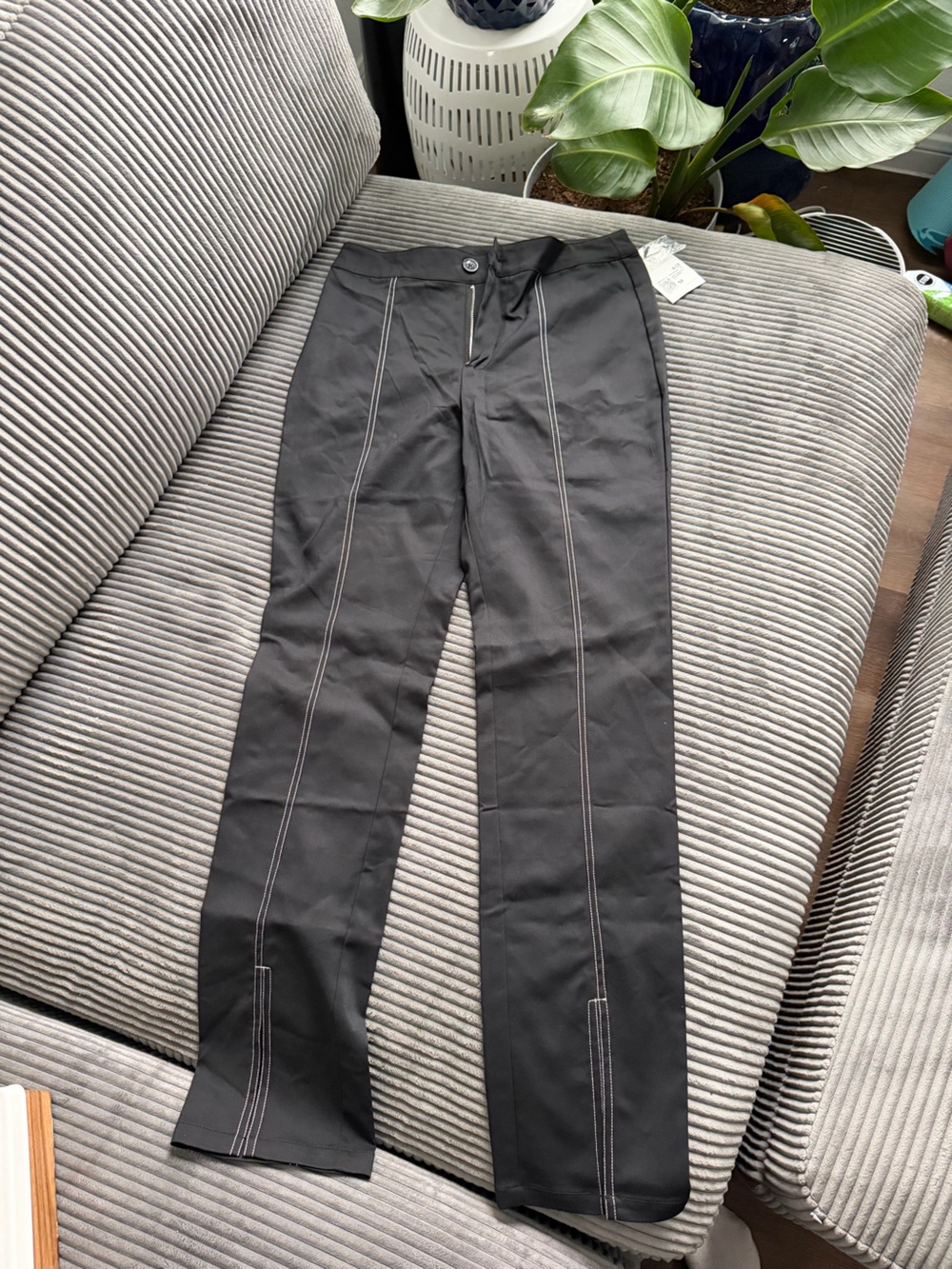 Forever 21 Black High-Waist Trousers with Seam Detail